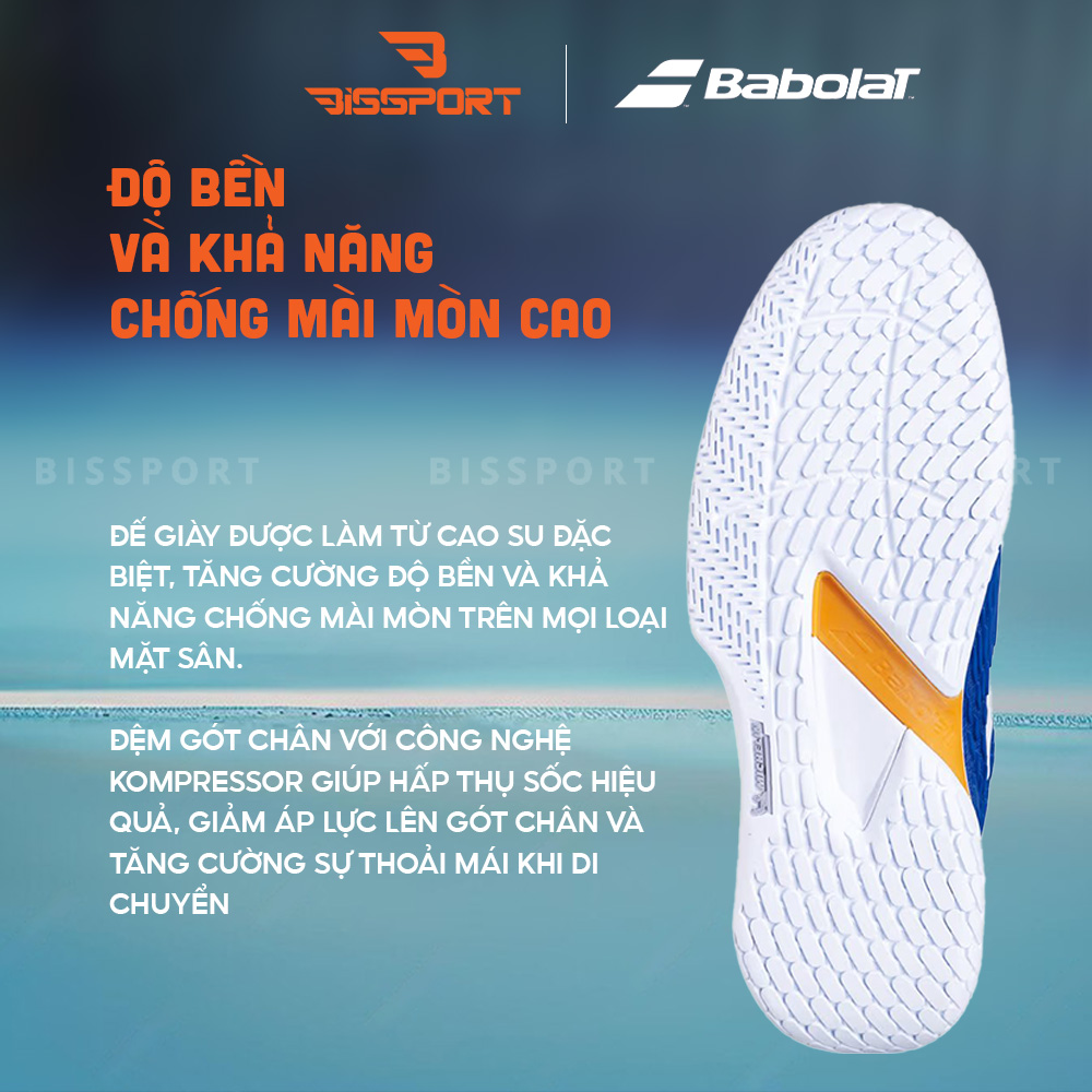 Giày Pickleball/Tennis Babolat Propulse Fury 3 All Court Men Chính Hãng - Trắng Xanh - Bám, Êm Chân, Đế Bám Mọi Loại Sàn